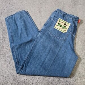 Gotcha Mens 36 Baggy Denim Pants 34X36 Blue Vintage 90s Surf Skate Elastic Waist